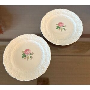 2 Vintage Pope Gosser Embossed Floral‎ Rose Point China Plates